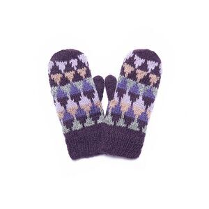 4865 Women's Jaya Geometric Patterned Wool Handknit Winter Mittens
